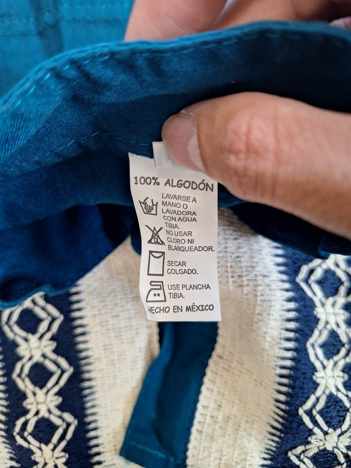 Blue Mexican Guayabera 100% Cotton Size CH / US Med Made In Mexico