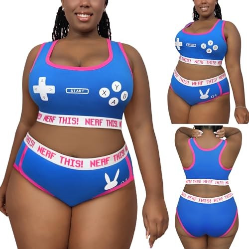 Women Cotton Camisole and Panties Sports loungewear Bralette Set 3X-Large Blue