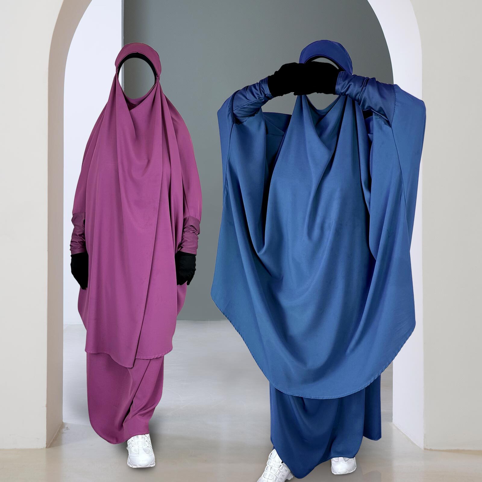 Syeeds Boutique Two Piece Jilbab Set Pull On Prayer Clothes for Women Free Size