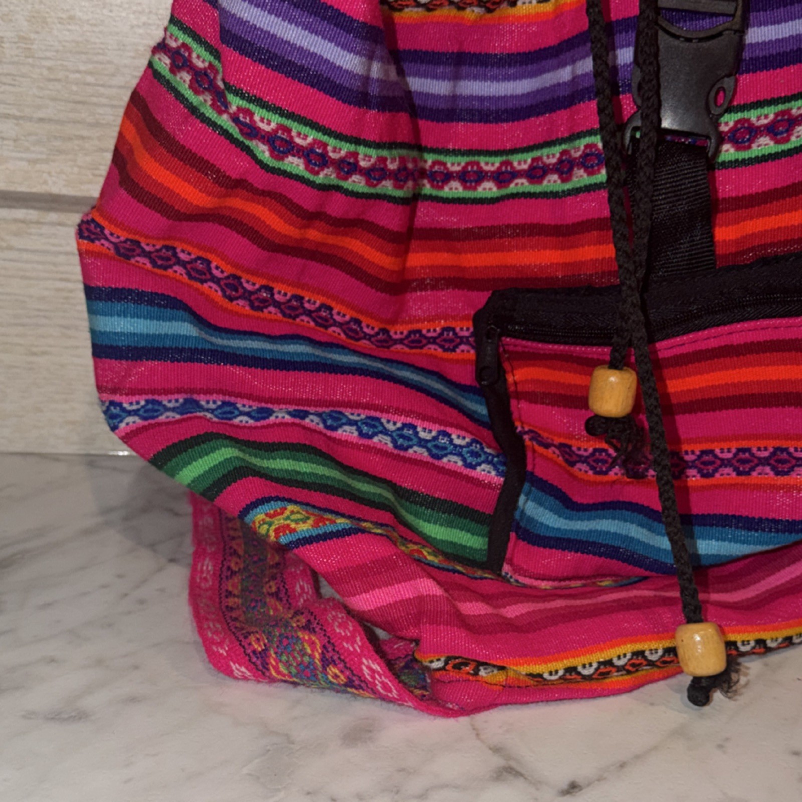 Colorful Latin American Patterned Cotton Backpack Multi-Color Unisex Adult