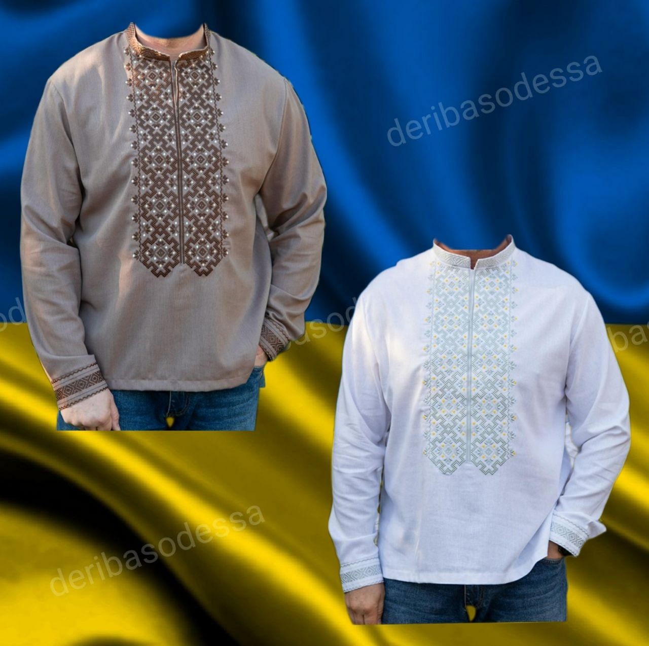 Set of Vyshyvanka Ukrainian traditional embroidered shirt men’s + children’s