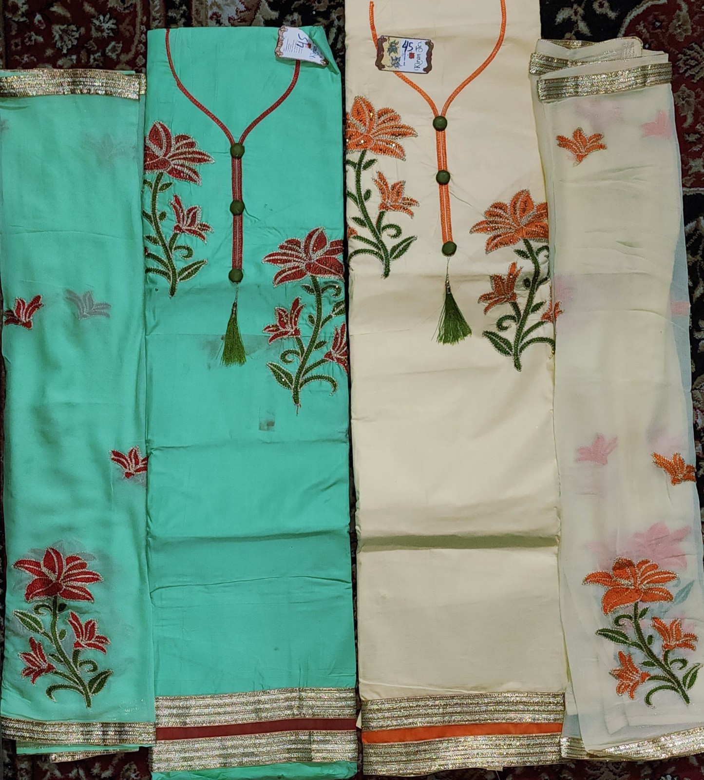 3 Peice 100% cotton Unstitched open fabric Salwar Kameez dupatta suit set
