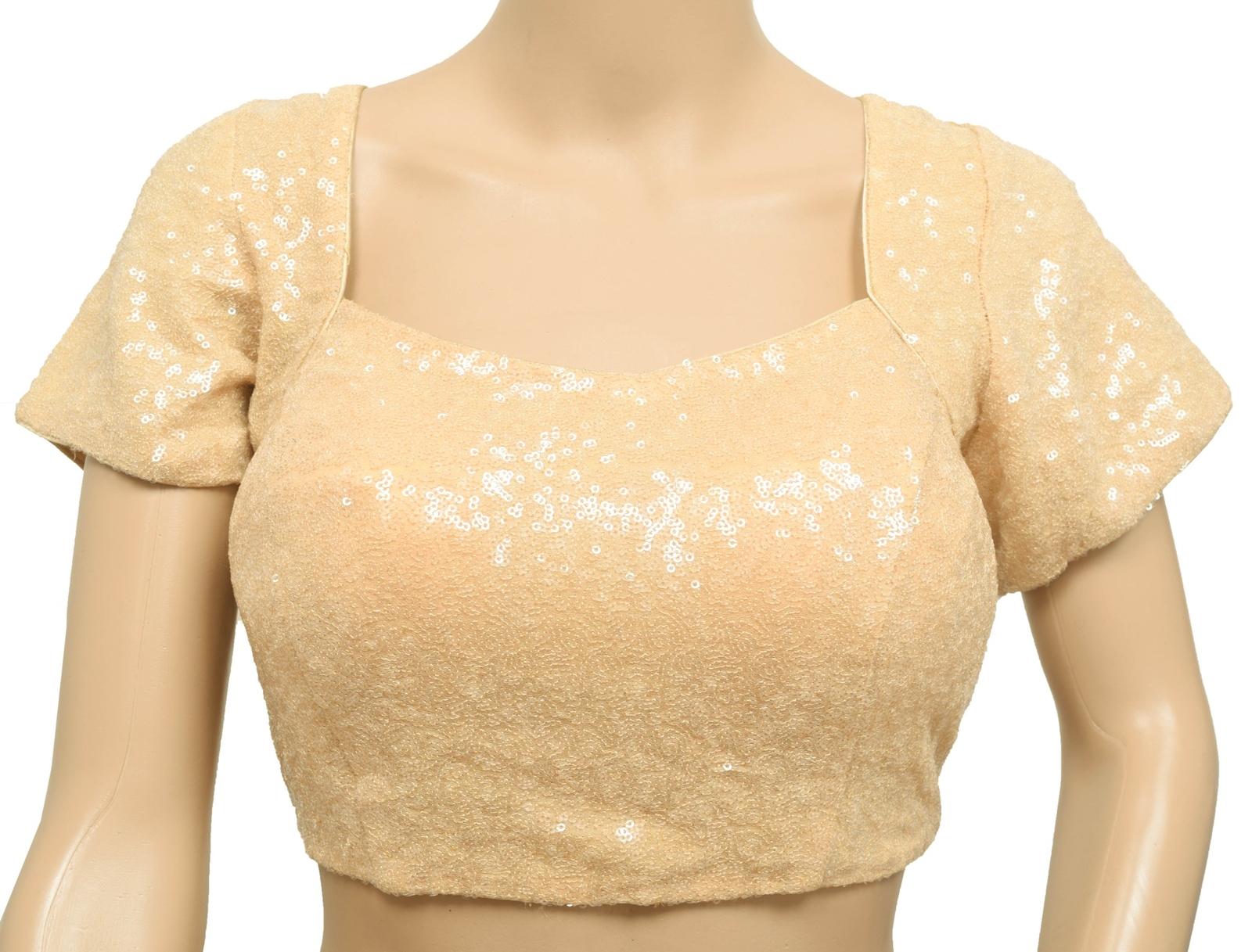 Vintage Stitched Padded Sari Blouse Georgette Sequins Embellish Designer Top 36