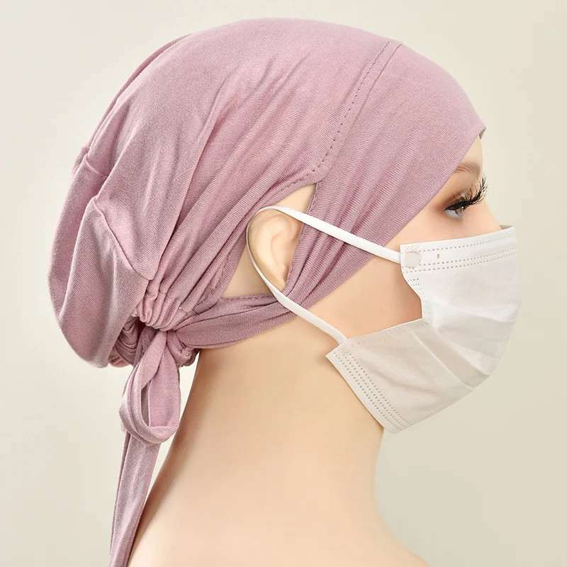 Jersey Cotton Muslim Women Under Hijab Cap With Ear Hole Inner Hijab Cap