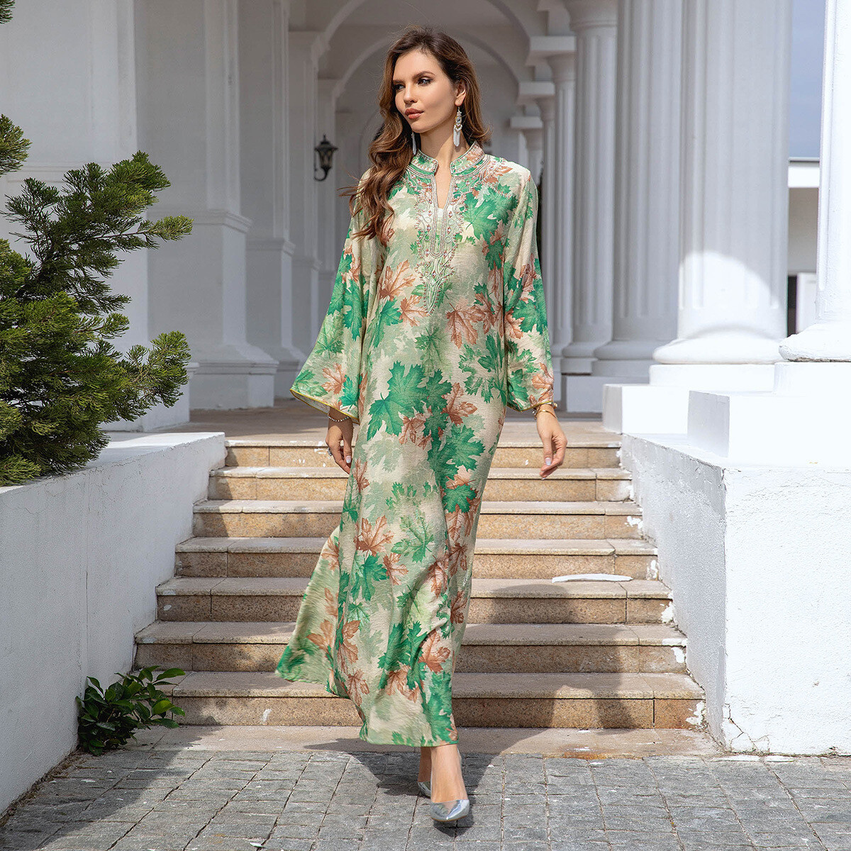 Eid Moroccan Muslim Abaya Loose Maxi Dress Women Dubai Turkey Kaftan Middle East