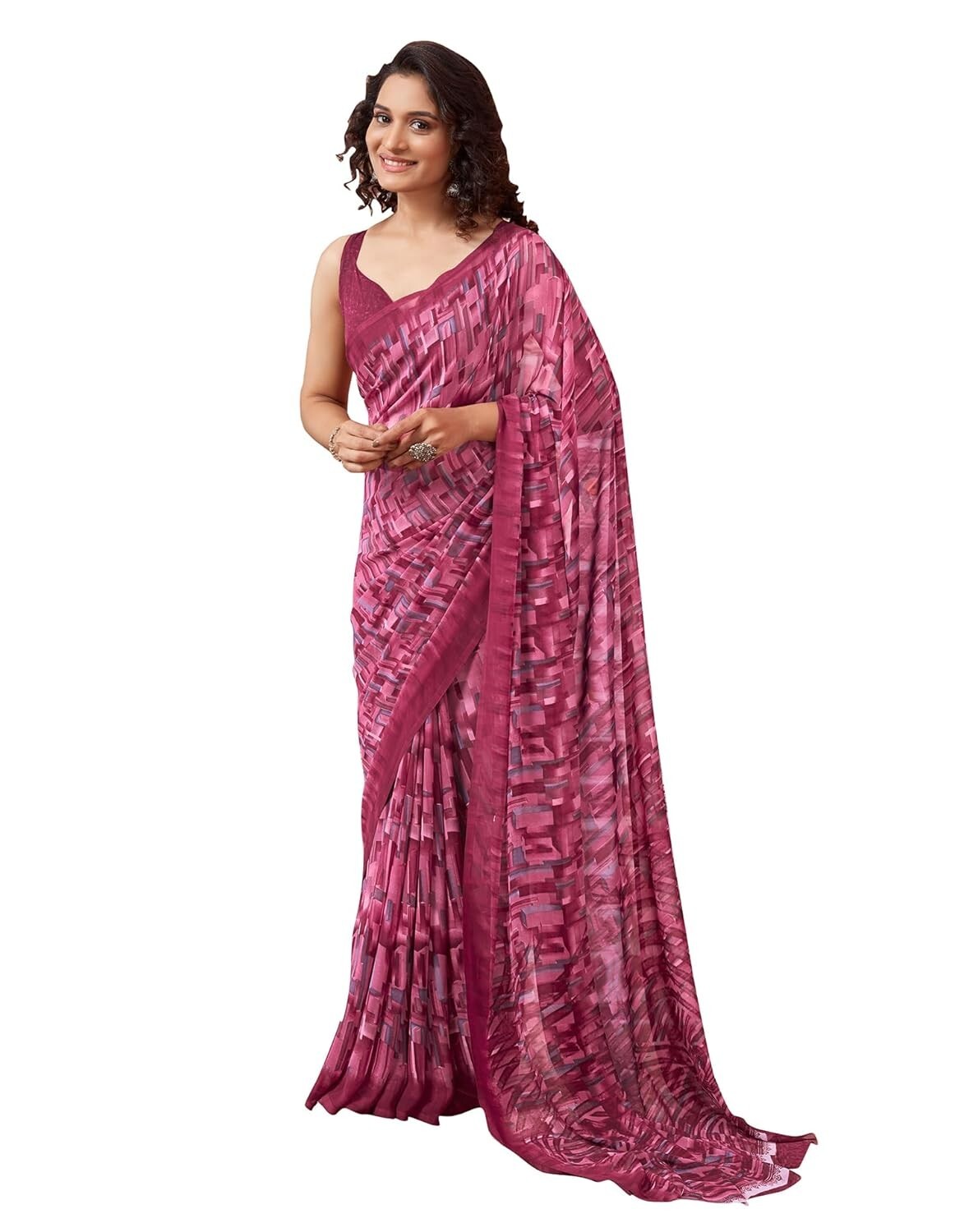 Women’s Printed Georgette Saree with Unstitched Blouse Piece