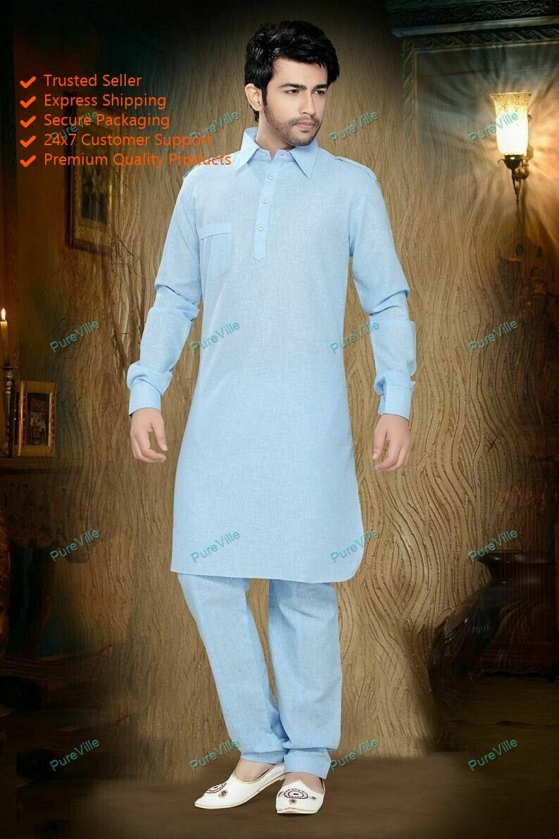 Mens Kurta only Clothes Fashion Shirt Mens Shorts Kurta Cotton Indian Dress