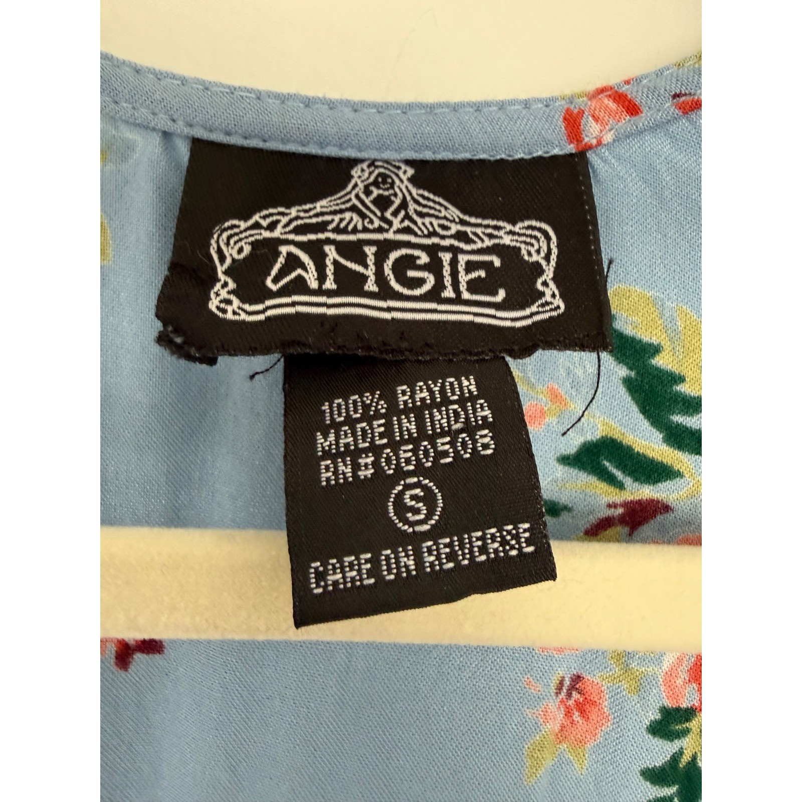 ANGIE Blue Floral Print Kimono Cover Up Lightweight Festival Beach Boho Small