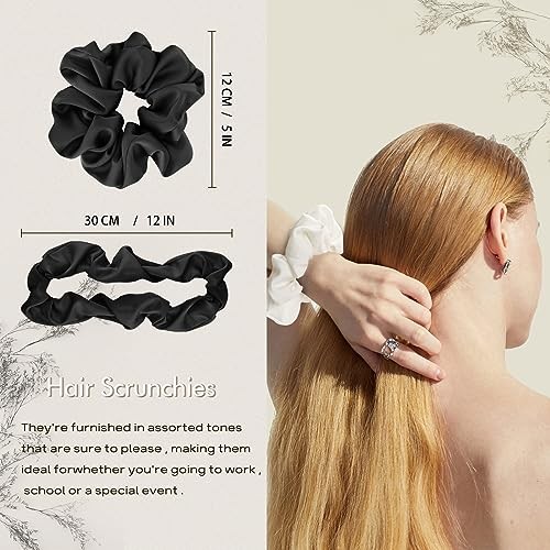 4PCS Large Satin Silk 1 Count (Pack of 4) Black White Silver Champagne