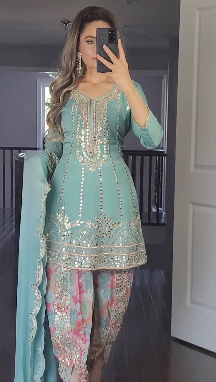 DRESS BOLLYWOOD SUIT PAKISTANI INDIAN WEDDING DHOTI TOP SALWAR KAMEEZ PARTY WEAR