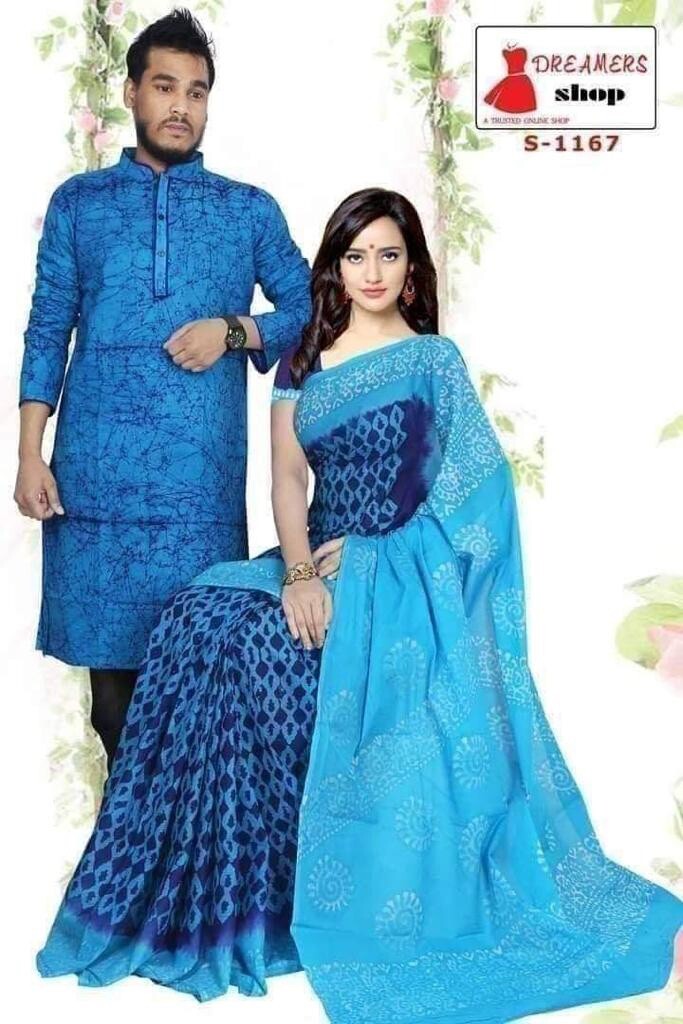 Sharee with kurta Combo matching Batic Summer fashion.