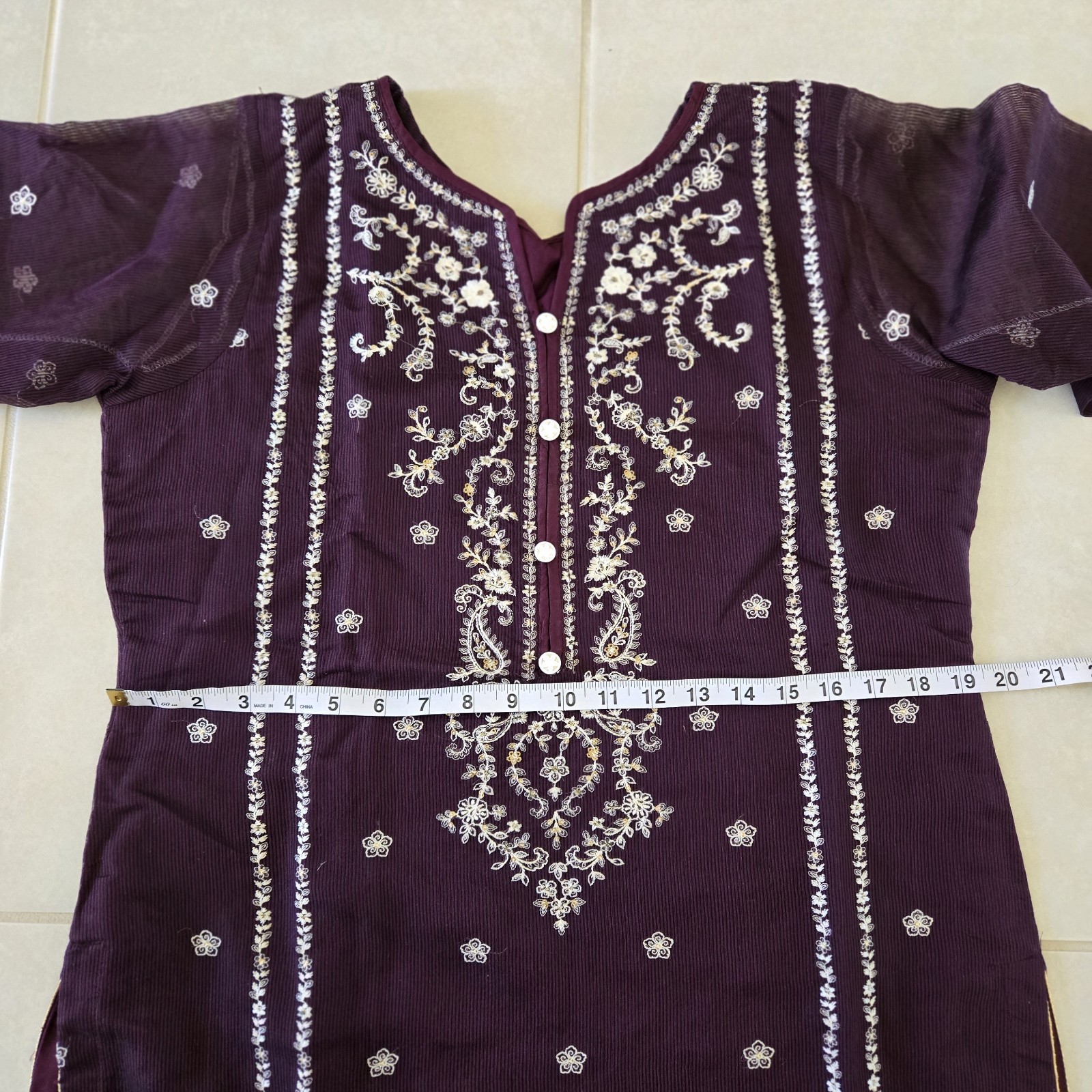 NEW Womens Sz L Large Traditional Indian Pakistani Dark Purple Salwar Kameez