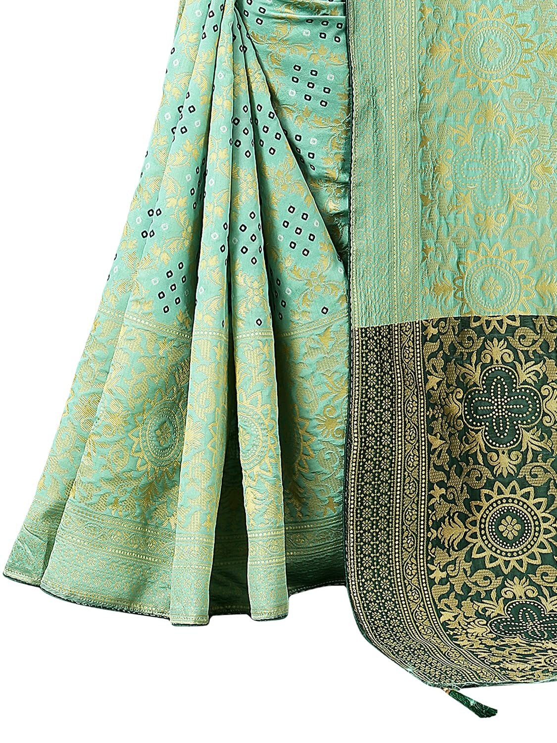Women’s Jacquard Cotton Silk Blend Golden Zari Woven Banarasi With Blouse Piece