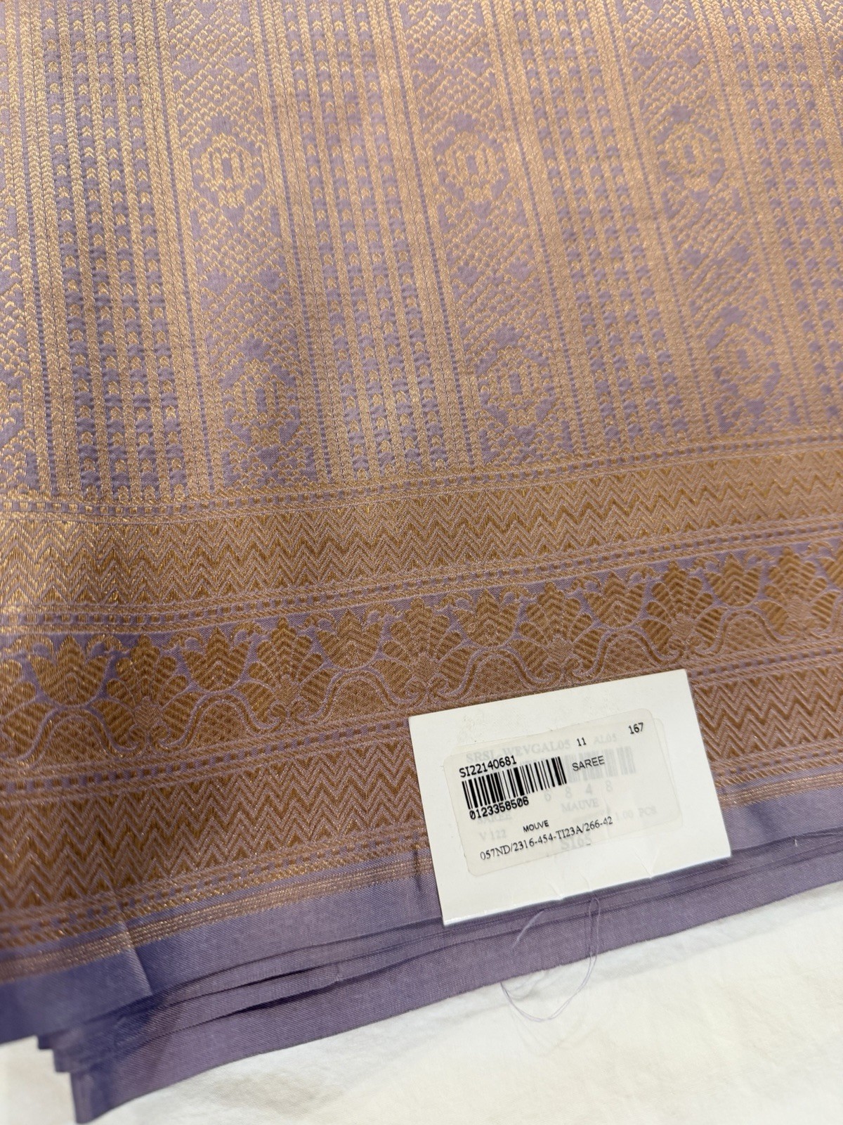 New Banarasi Kathan Silk Saree – Lavender & Rose Gold Zari Weave