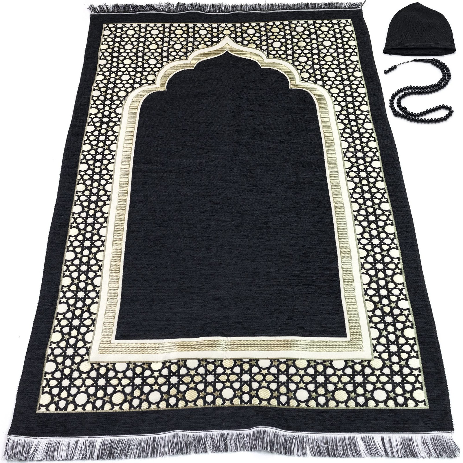 Modefa Turkish Islamic Prayer Mat – Thin Woven Chenille Sajjadah – Intricate …