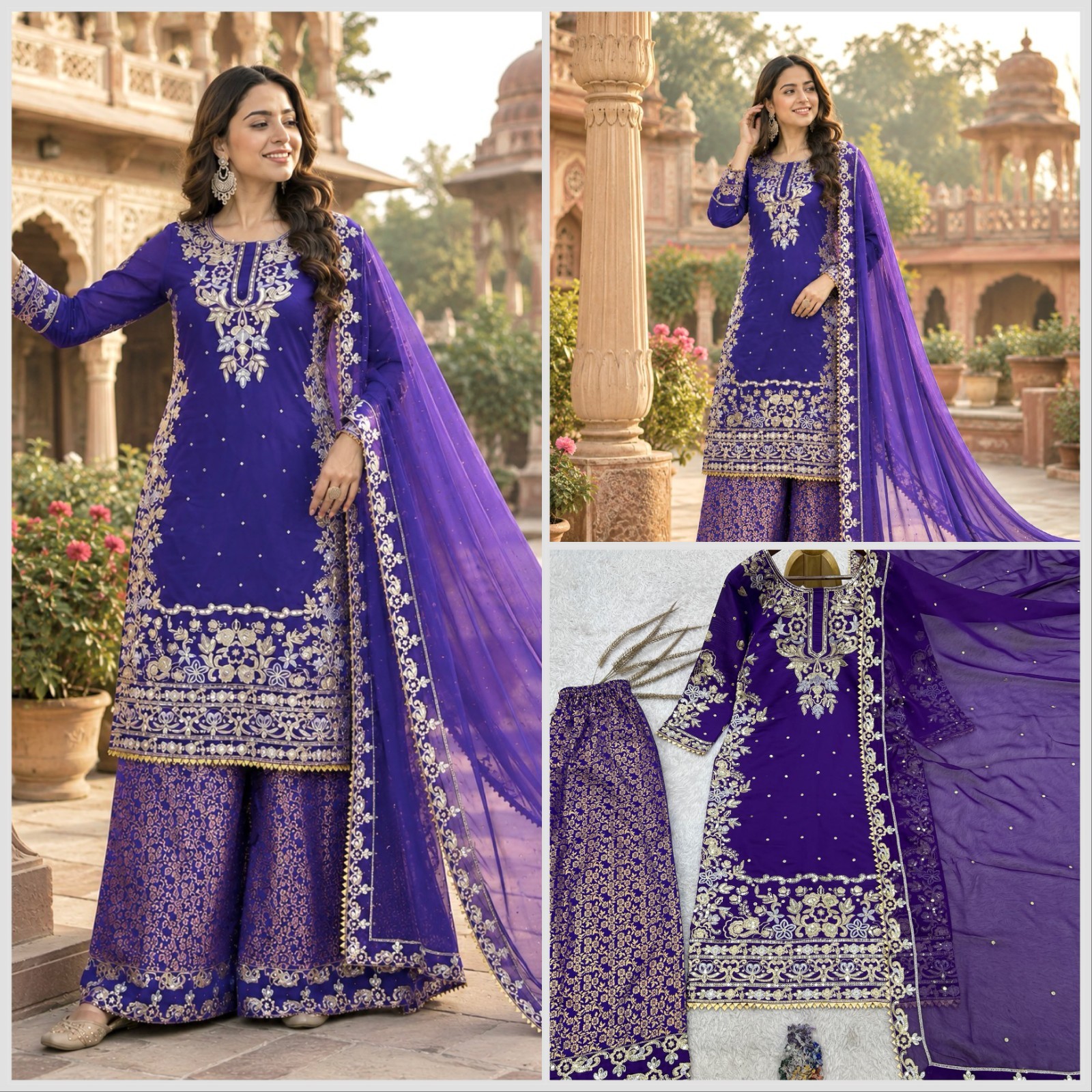 SALWAR KAMEEZ INDIAN PAKISTANI WEDDING PARTY DRESS PALAZZO SHARARA PLAZZO SUIT