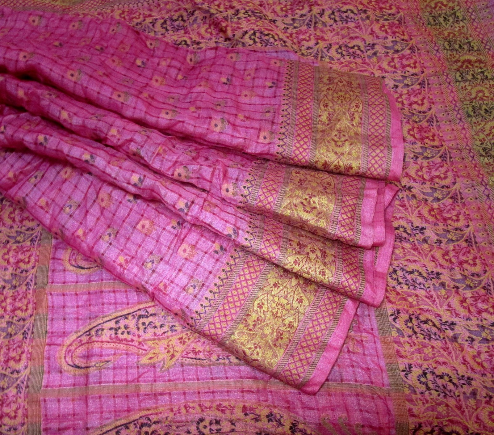 BVH WEARABLE PURE SILK Vintage Sari Saree 5yds