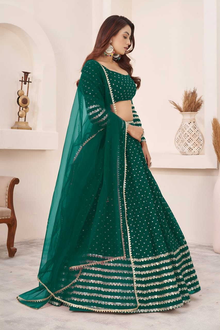 Luxury Art Silk Lehenga Choli Zari Sequin Engagement Party Wear