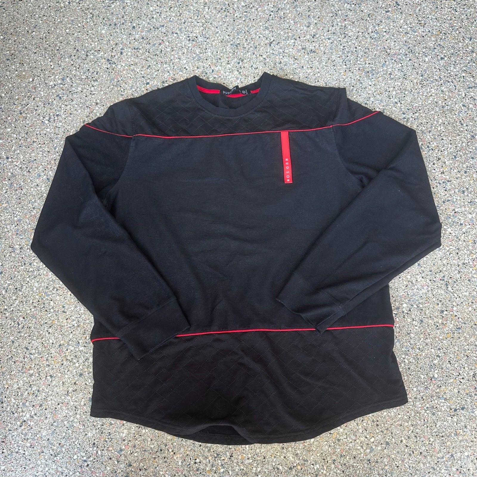 Husdon Outerwear Mens 2XL XXL Long Sleeve Black Quited Red detail shirt