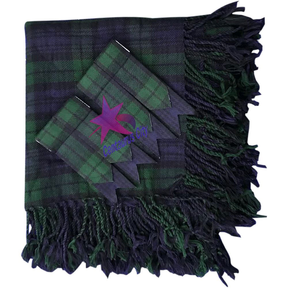 CC Kilt Fly Plaid Black Watch Tartan 48″X48″/Fly Plaid Black Watch + Flashes