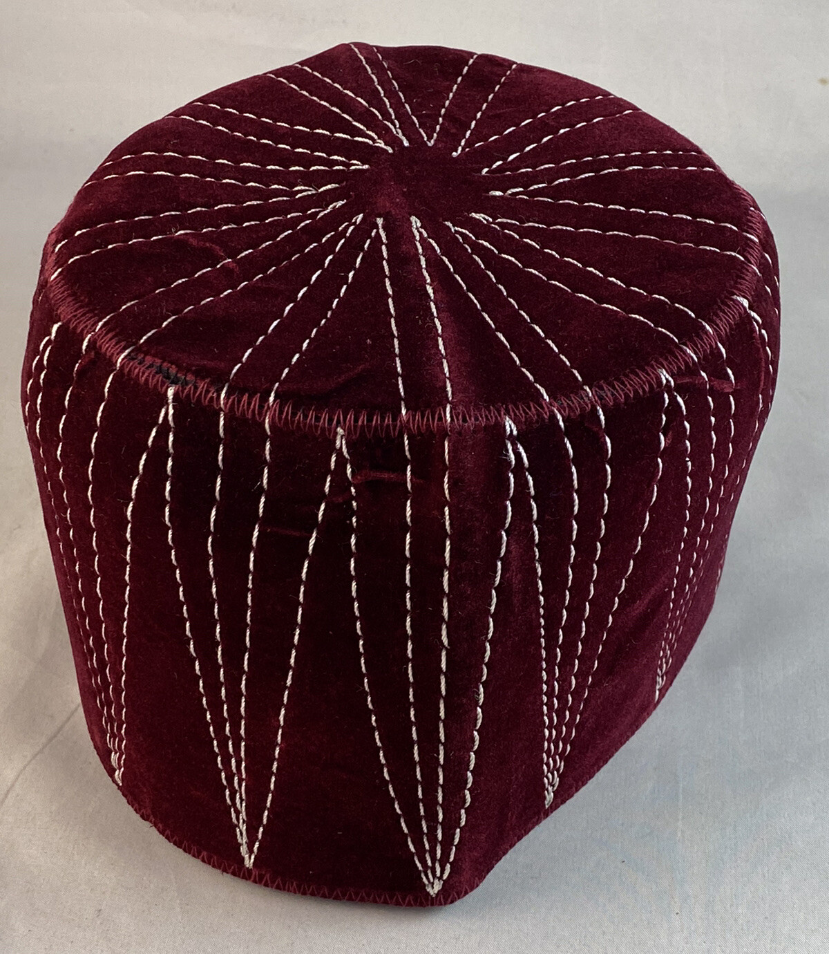 Authentic African Contemporary Native Made Felt Embroidery Fila/ Kufi Hat ~ 22”