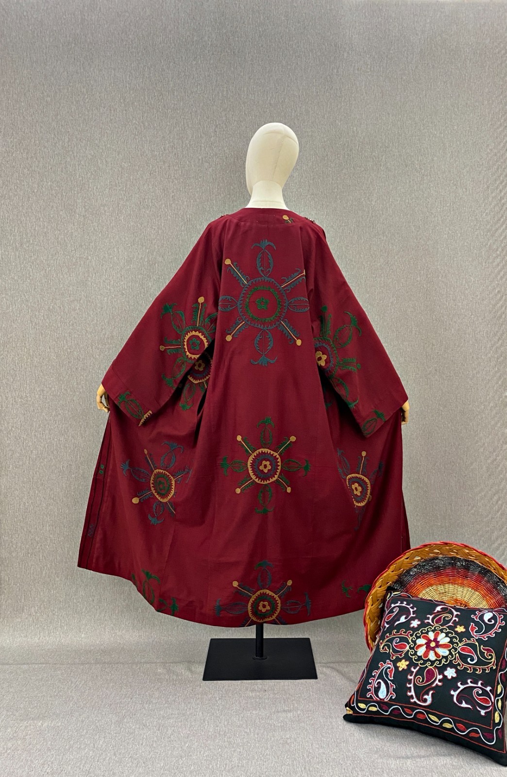 Vintage Uzbek Suzani Chapan Robe Jacket Embroidered OOAK Boho Ethnic Coat Kimono
