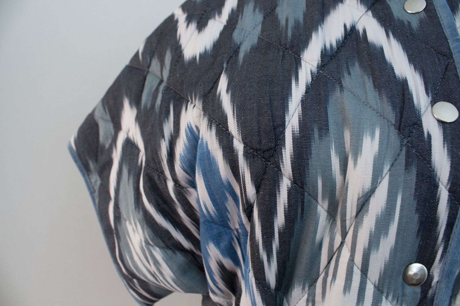 Handmade Ikat Quilted Jacket Uzbek Cotton OOAK Boho Kimono Vest Belt Pockets
