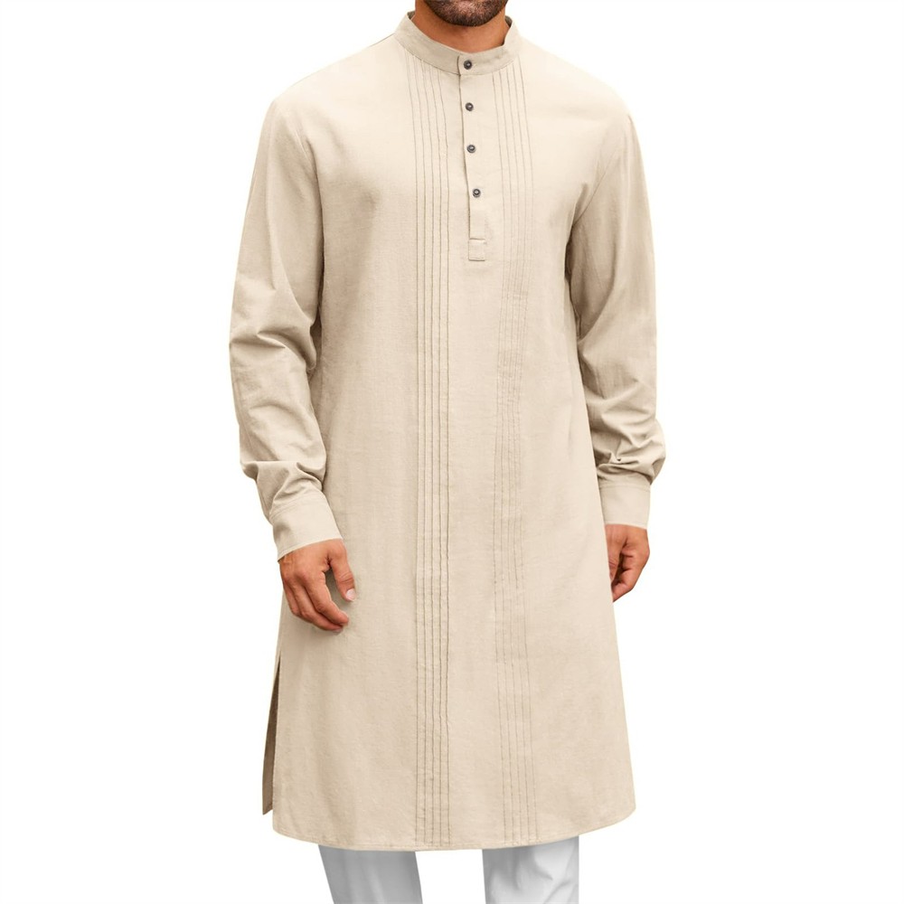 Men’s Middle Eastern Clothes Long Sleeve Muslim Islamic Kaftan