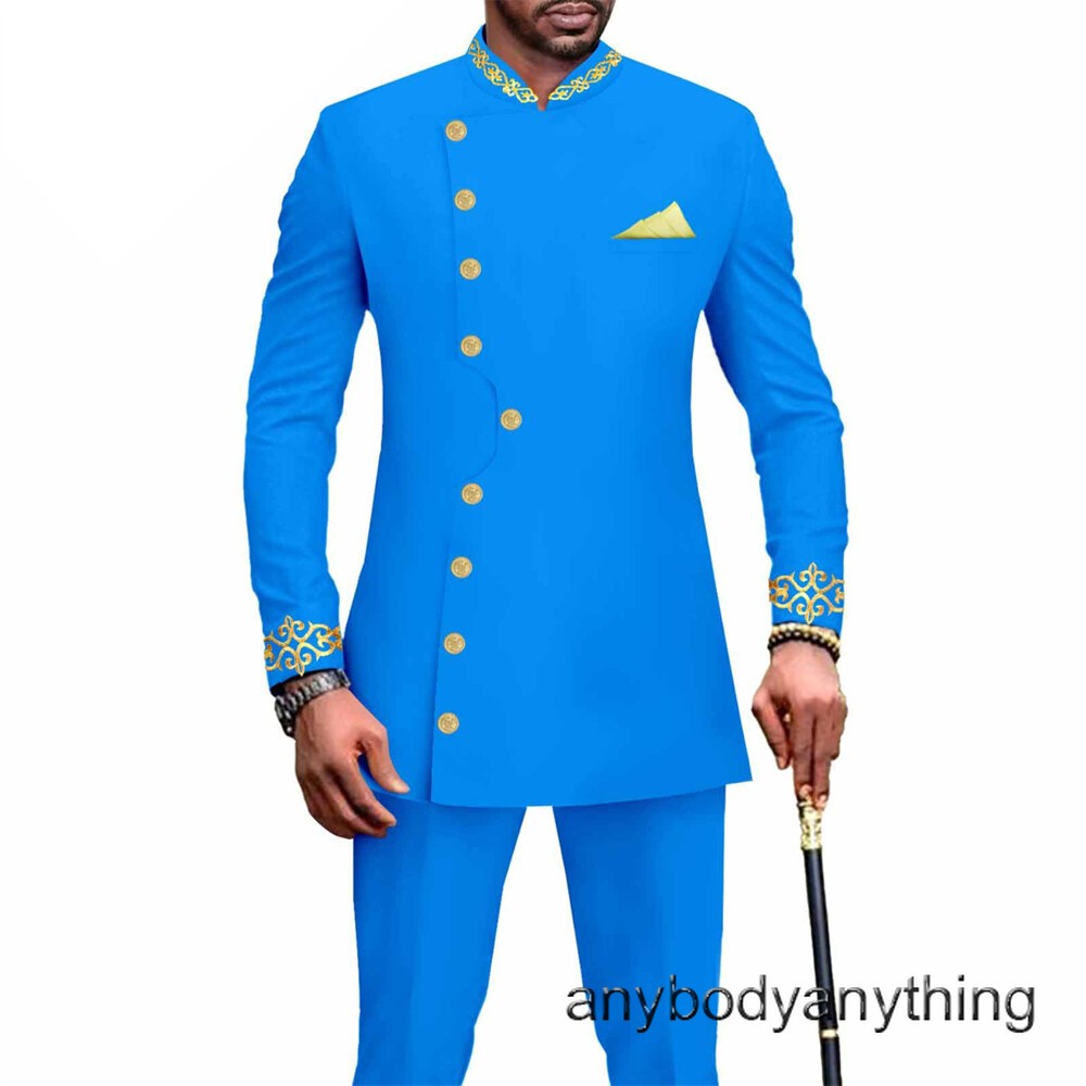 Men’s 2 Piece Set Traditional Shirt and Pants African Set Suit Middle East Suit