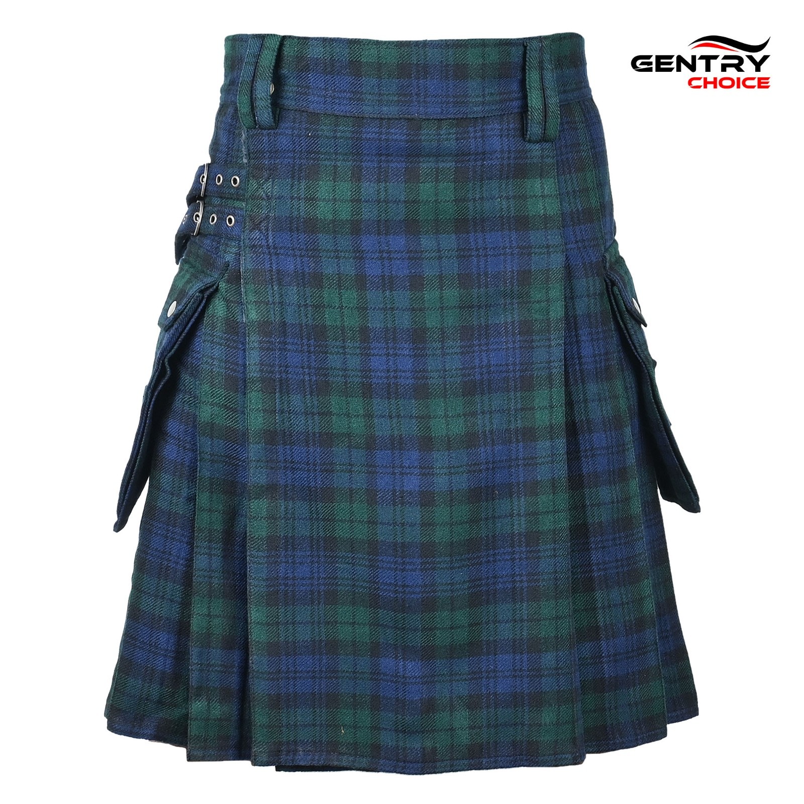 Mens Utility Tartan Kilt Black Watch with Cargo Pockets Scottish Highlander kilt