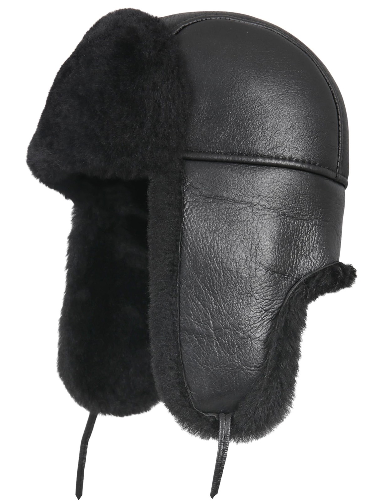 Leather Aviator Shearling Ushanka Trapper Hat Russian Sheepskin Cap Real Fur …