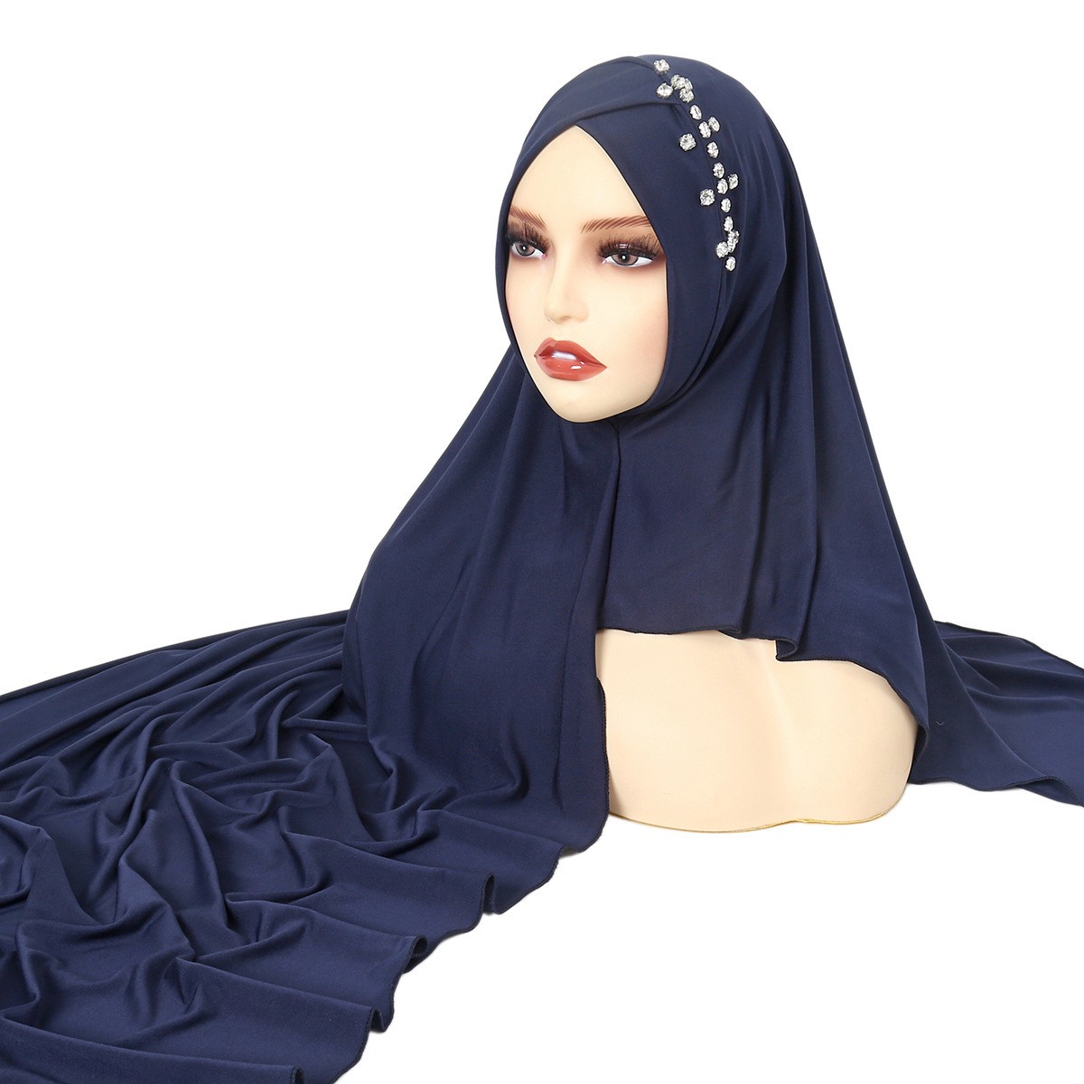 Muslim Women Hijabs Fashion Rhinestones Instant Head Wrap Long Scarf Shayla