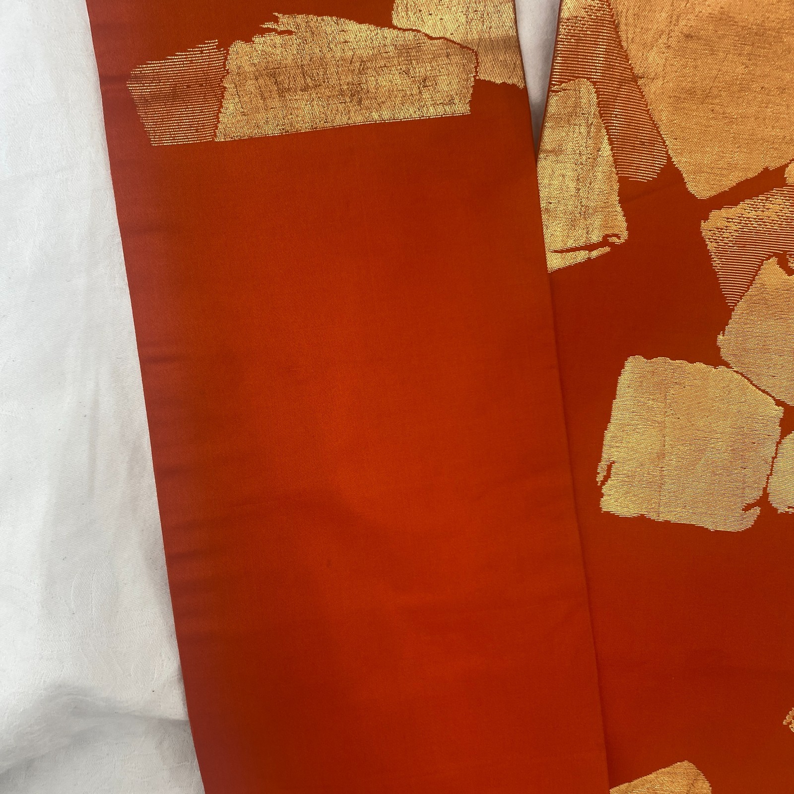 Japanese Vintage Kimono Nagoya Obi Silk Orange Traditional Authentic 131x 12 in