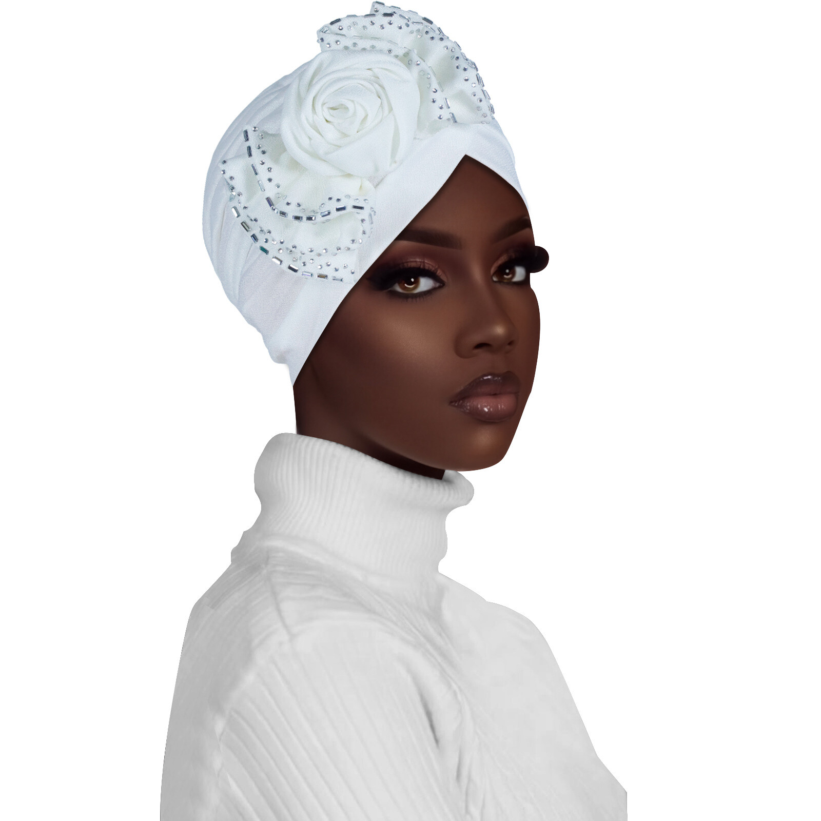 African Headwear Muslim Women Hair Loss Chemo Cap Pleated Flower Bonnet Wrap Hat