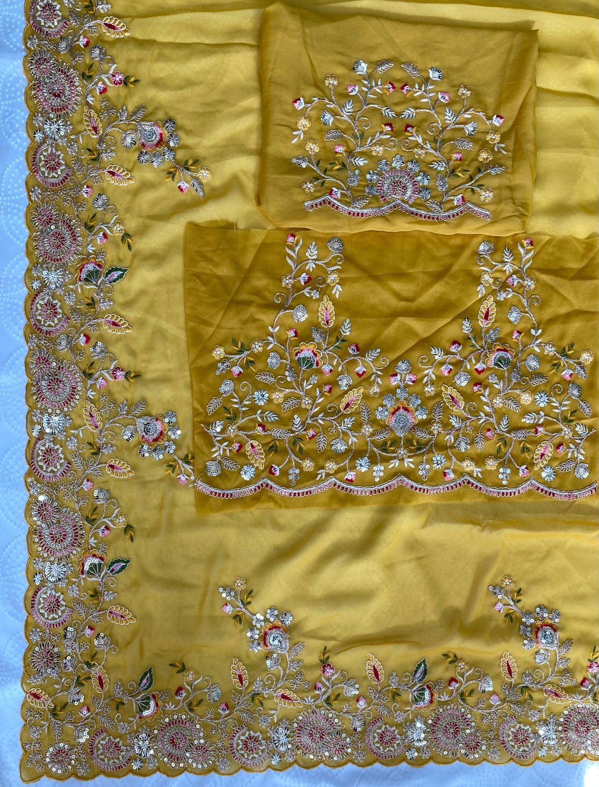 Readymade Soft Star Georgette Saree Embroidered Border Party Wear Wedding Sari