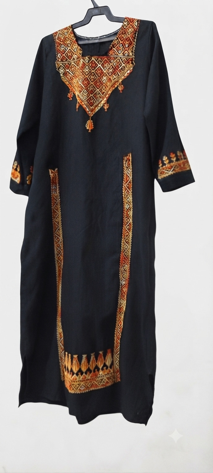 Vintage 1980s Handmade Palestinian Thobe – Heritage Embroidered Costume