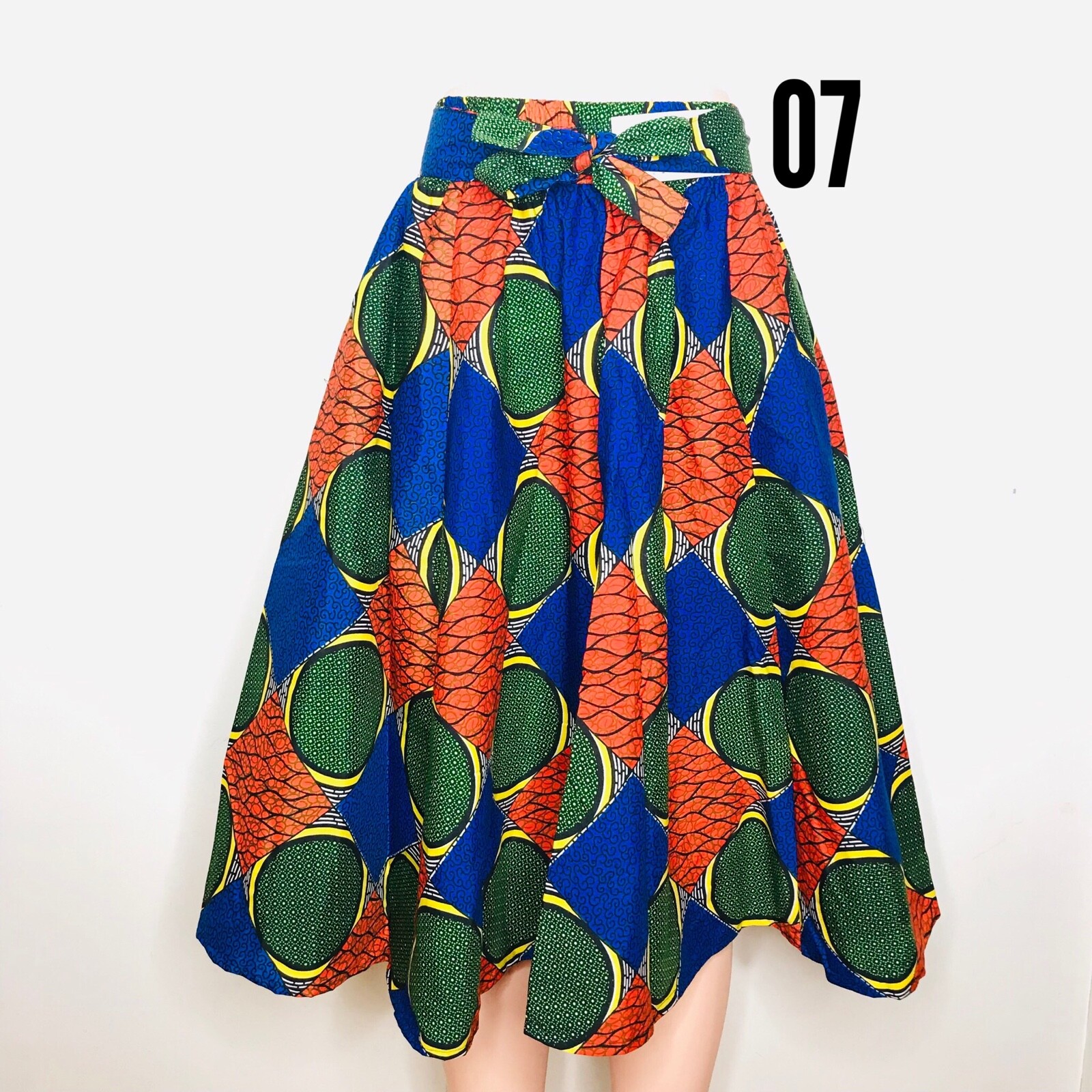Women’s Printed African Midi Skirt WITH POCKETS One Size + HEADWRAP