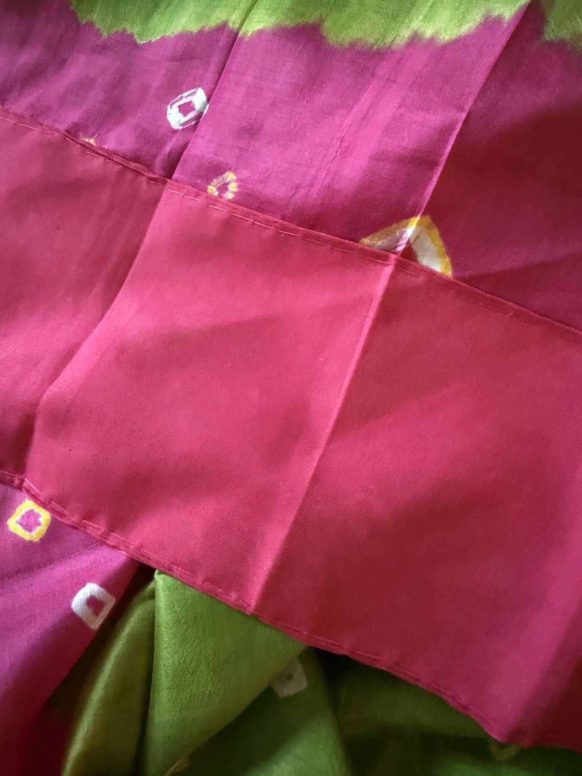 Silk Pink Green Saree with jamdani work.