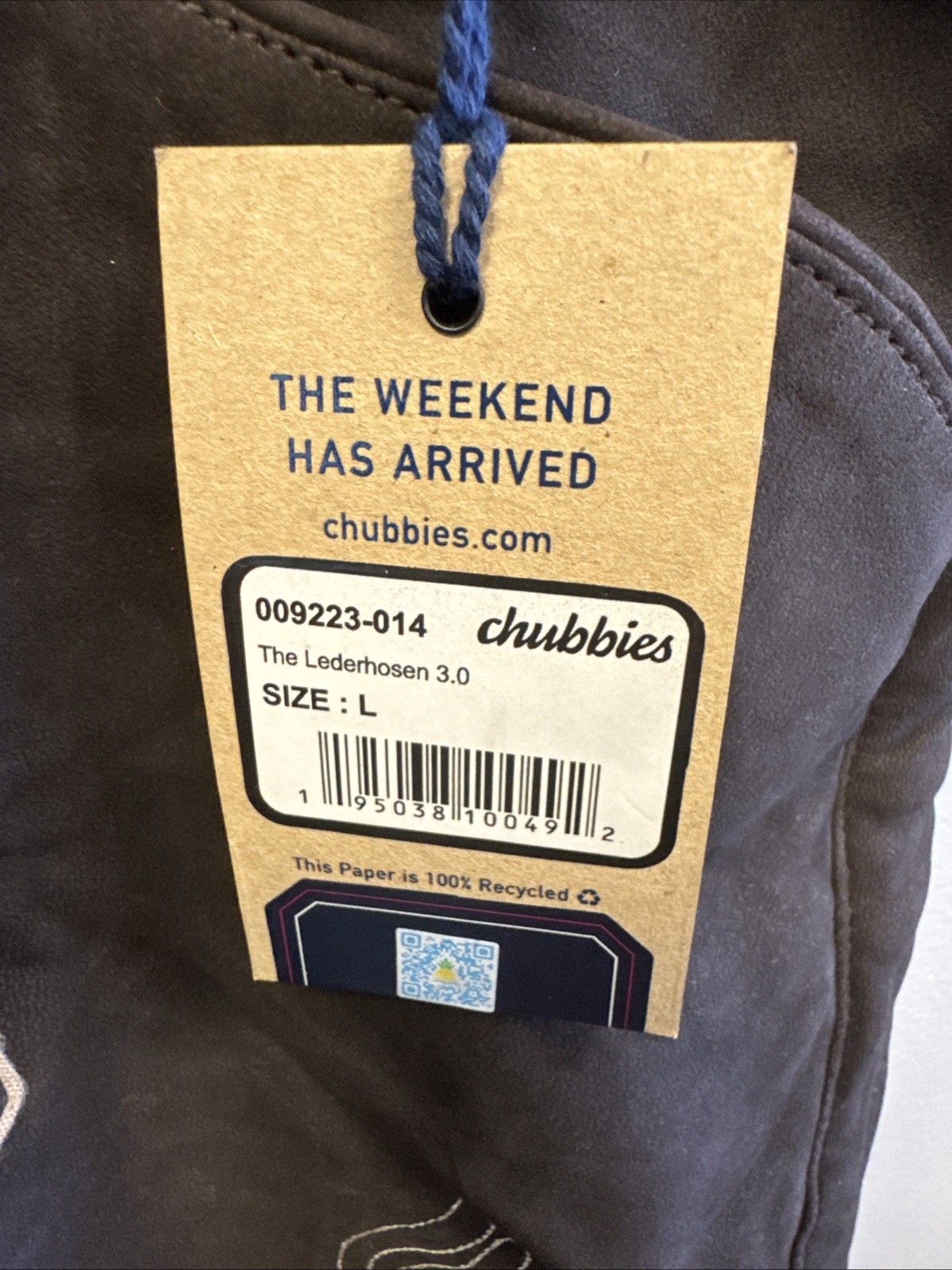 NWT Chubbies Mens Large Lederhosen Brown Suede Lamb Leather German Oktoberfest
