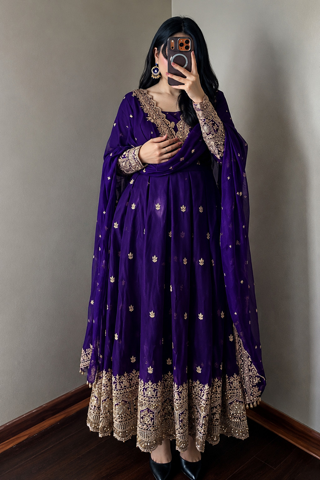 Fendy Silk Ready Made Anarkali Suit Heavy Embroidery Salwar Kameez Dupatta Party
