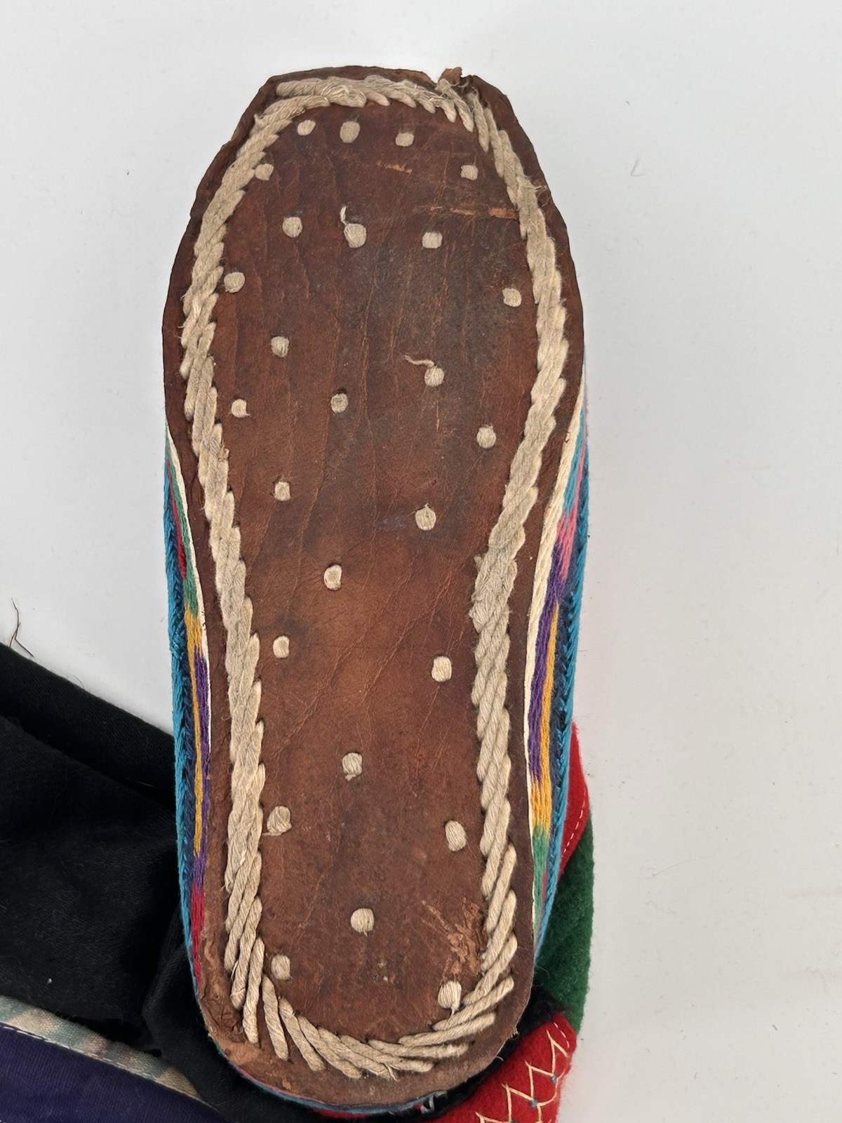 Vintage 1960s Tibetan Felt Hand Embroidered Felt Boots Boho Mongolian Himalayan