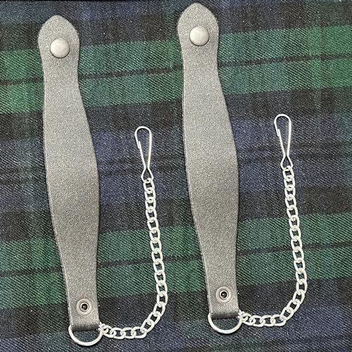 Premium Black Leather Sporran Suspender with Metal Chain Hook – Easy Snap
