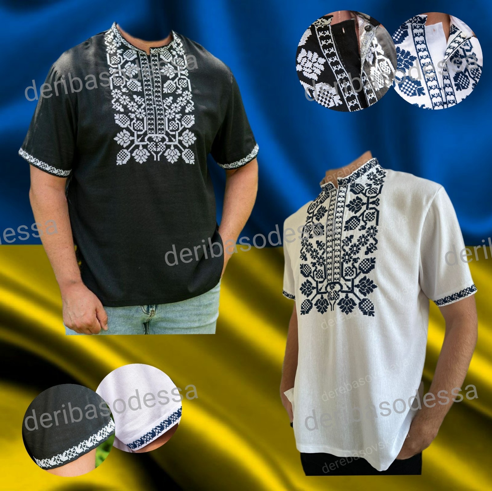 Ukrainian Embroidered Tradition shirt for men Sorochka Vyshyvanka Size(S-M)-5XL