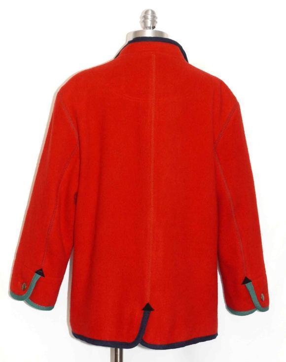 BOILED WOOL Sweater Jacket Women German Winter HEAVY WARM Cardigan RED B46″ 16 L
