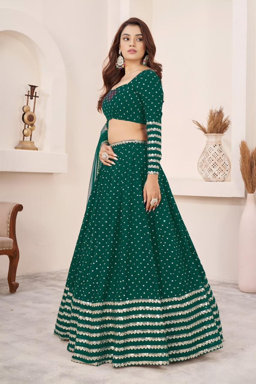 Luxury Art Silk Lehenga Choli Zari Sequin Engagement Party Wear