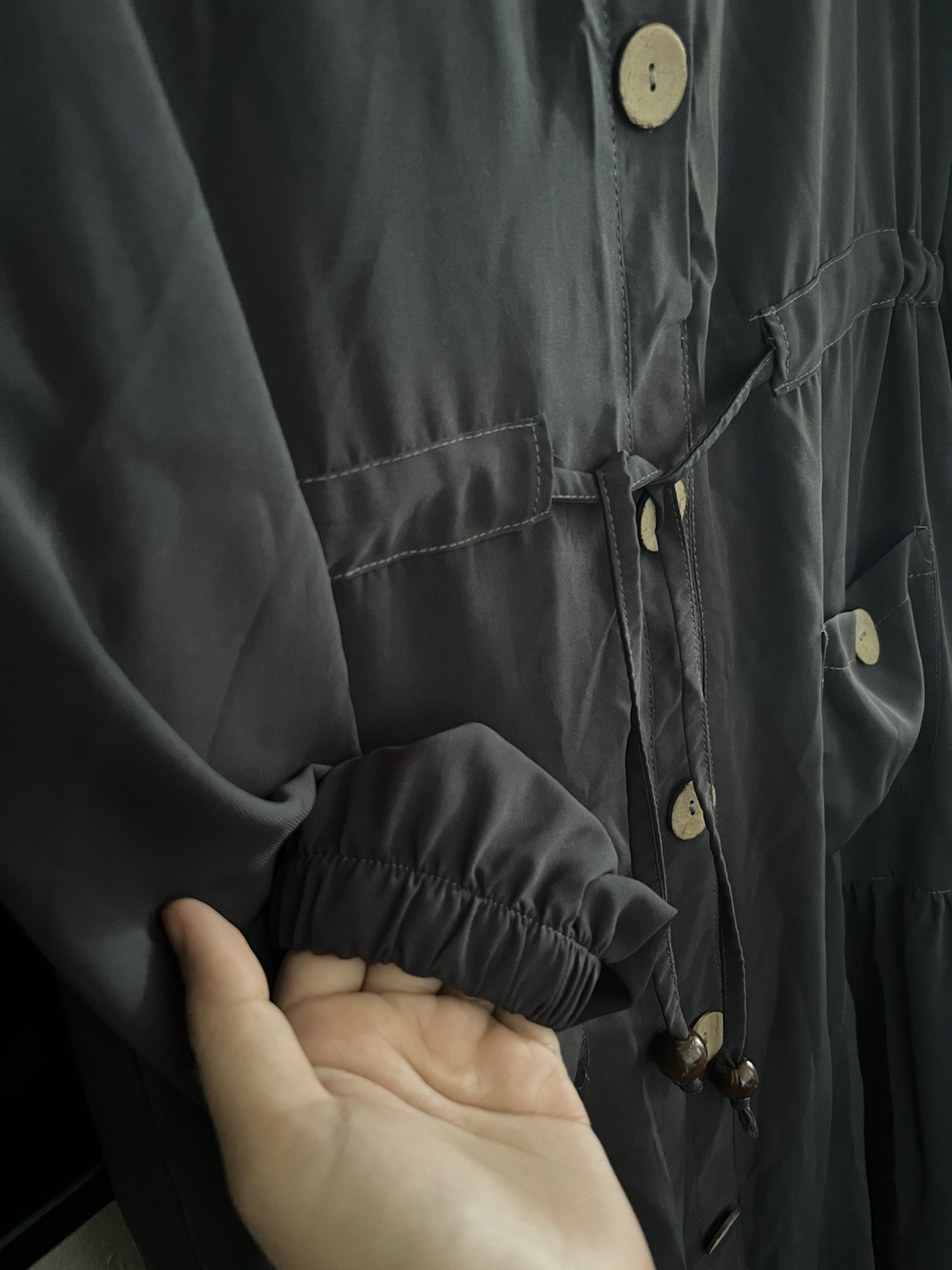Islamic Dark olive Abaya Along with Matching Scarf,Dubai Outfit Set Size M .