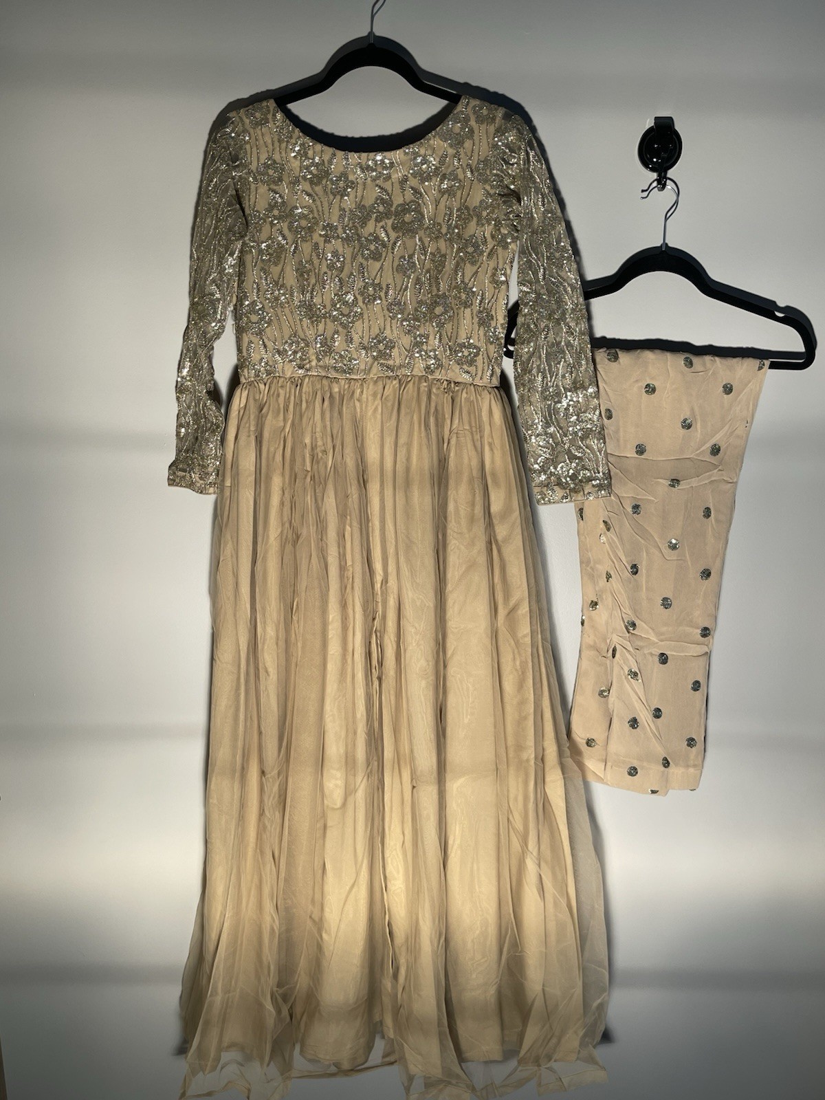 Gold Net Embroidered Women’s Anarkali – Size 34