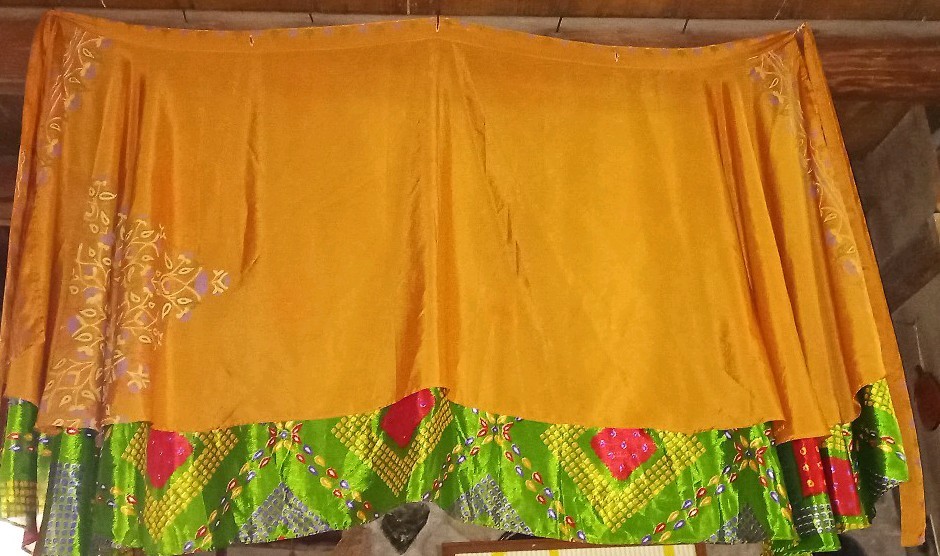 Indian Reversible Wrap Silk Skirt 2layers 80%silk20%poly Adjustable 49″Waistband