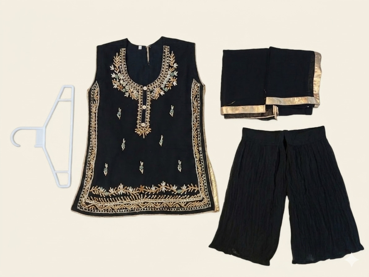 Pack of 5 Suits Black Gold Hand Made Party Wear Outfit Girl 3 pc for Retailers
