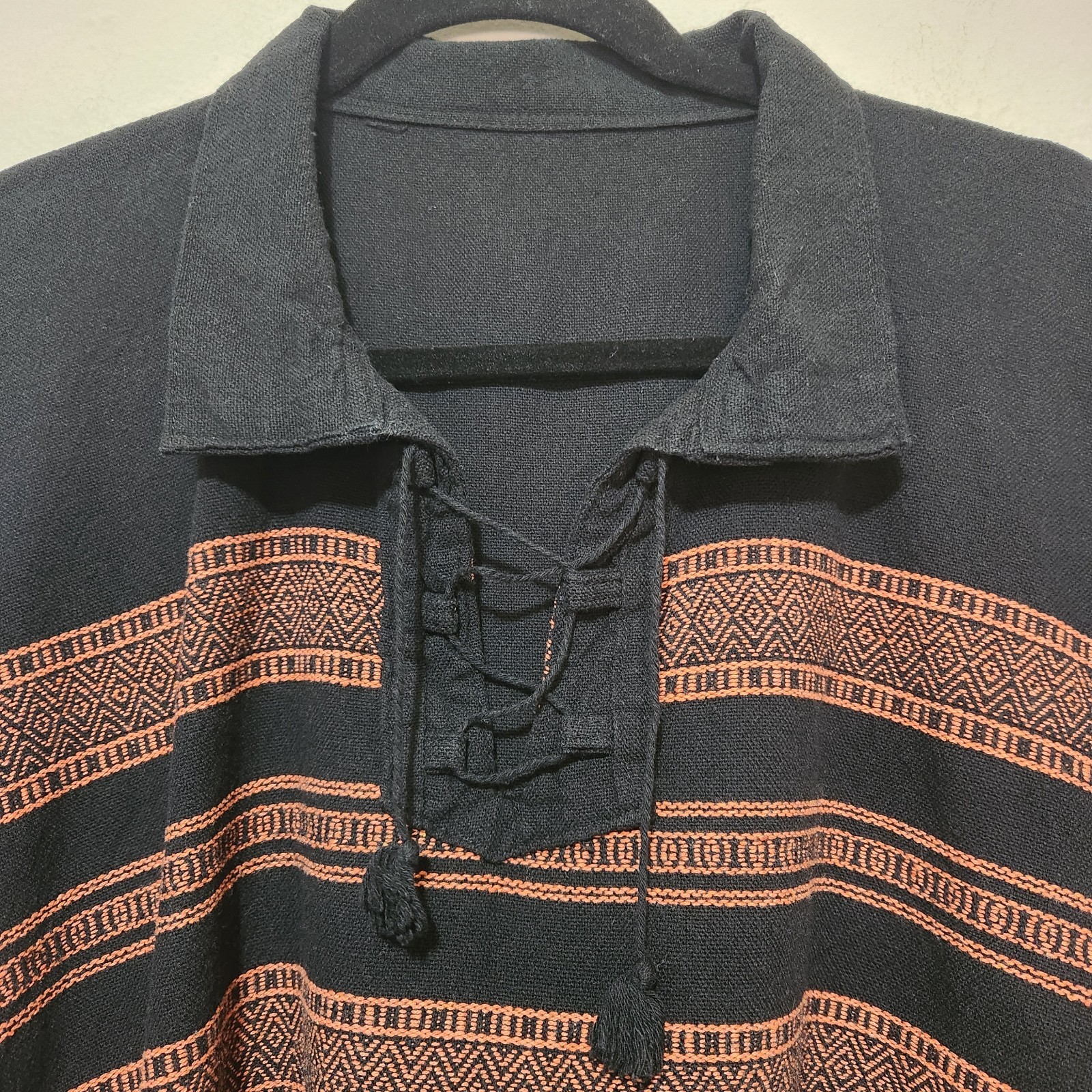 Boho-Chic Artisan Hand Crafted Mexican Shirt Eclectic Gorpcore Resort Wear Rust